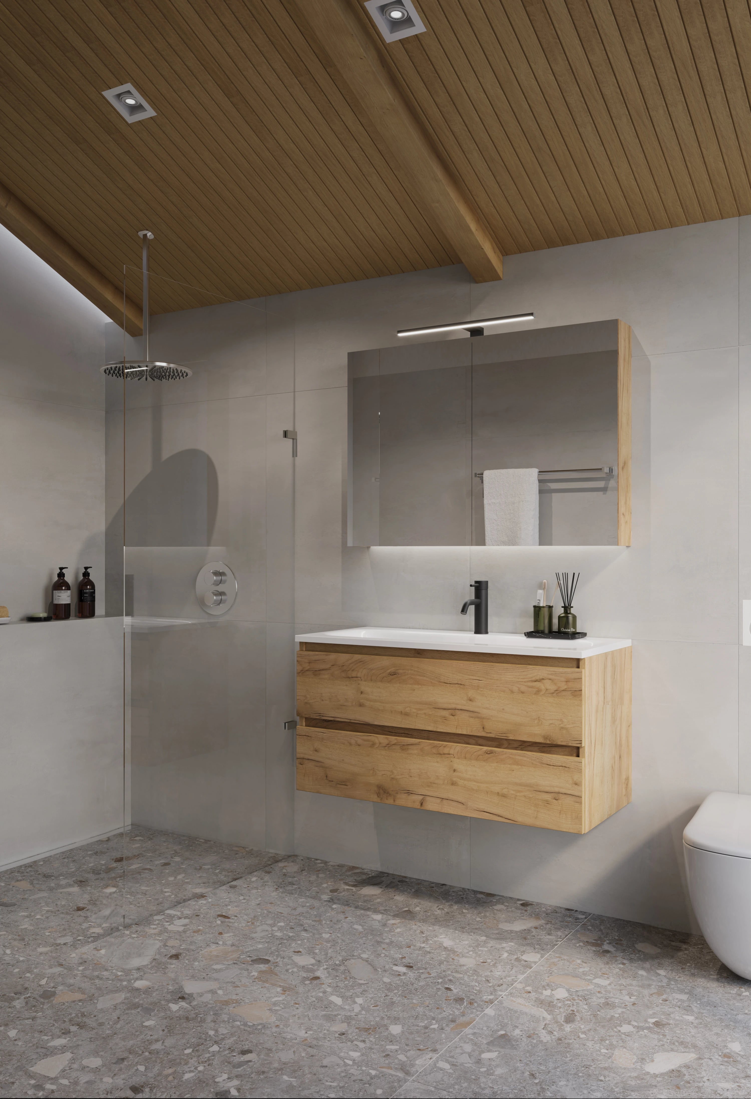 Beat 45 badkamermeubel 100cm met flow spiegelkast sfeerbeeld