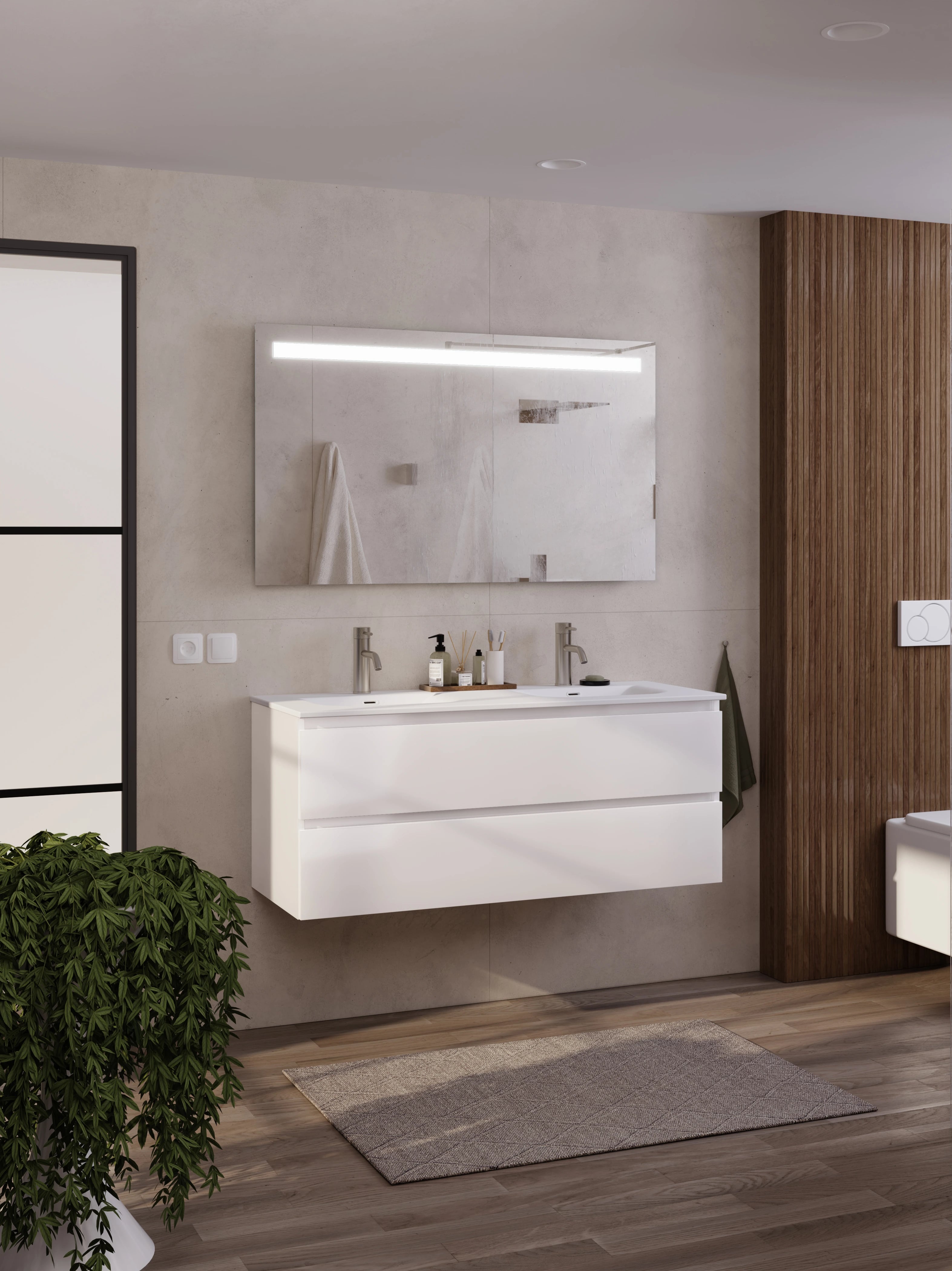 Beat 45 badkamermeubel 120cm breed met gestreept design