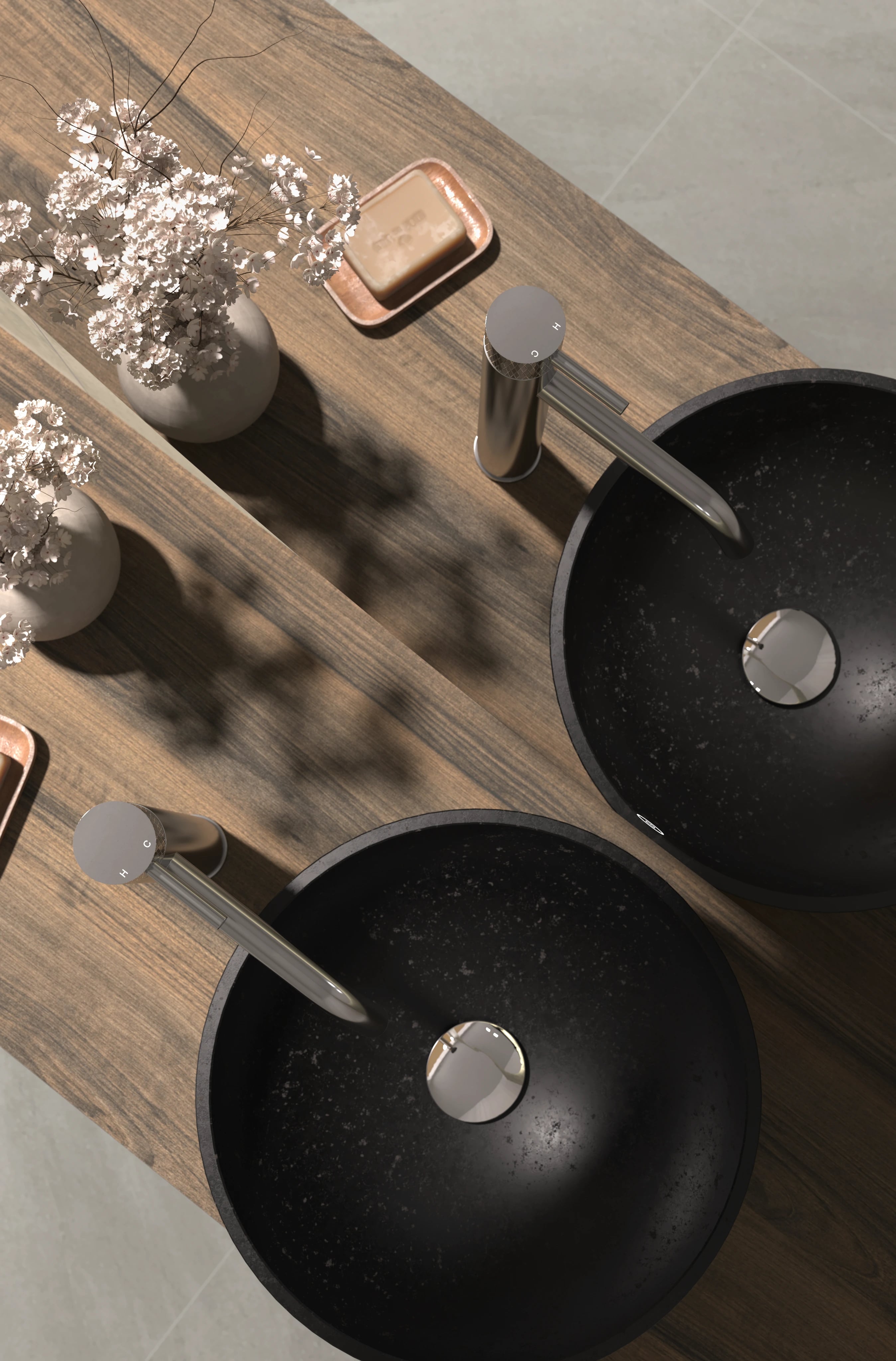 Thor hoge kraan voor opbouwkom in moderne badkamer